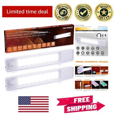 Cool White Rechargeable Motion Sensor Under Cabinet Lights - 8-Inch Dual Pack