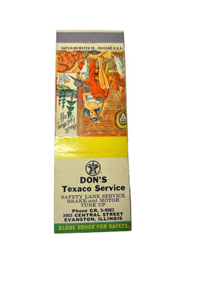 DON'S TEXACO SERVICE Matchbook Matchcover - EVANSTON, ILLINOIS