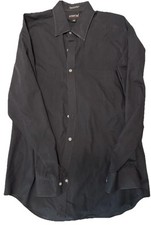 Botany 500 Black Button Up Shirt Men's Size 16 Formal Wear Long Sleeve 34/35