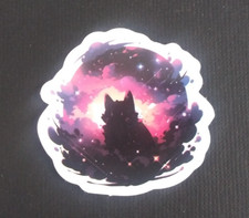 Beautiful Galaxy Night Sky Kitty Cat Sticker 1.58" AA 