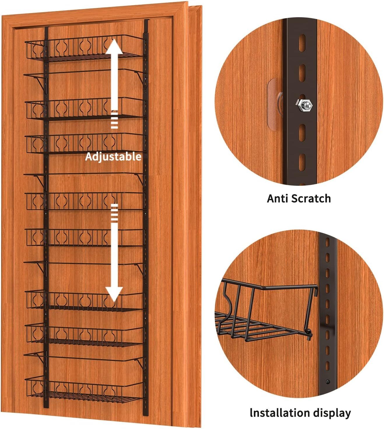 Over Door Hanging Spice Rack Storage Kitchen Pantry Organizer Basket