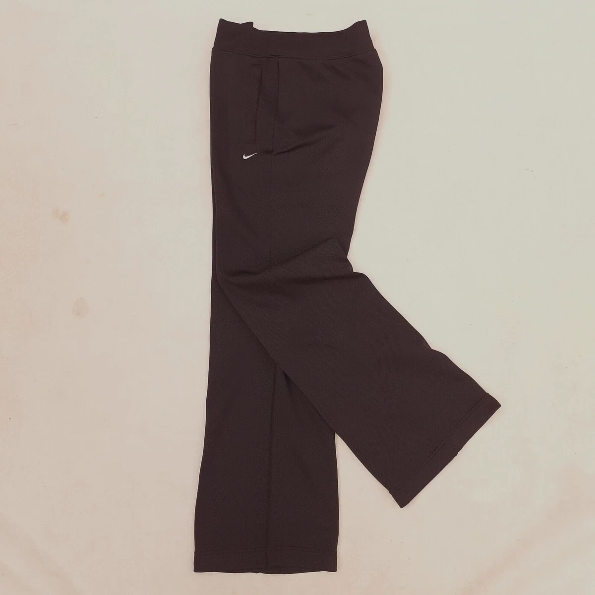 Nike Wide Leg Track pants Women's Small Black Pockets Low Rise