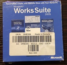 Microsoft Works Suite - Money 2005 - Word, Money, Encarta, Streets  Trips- CD