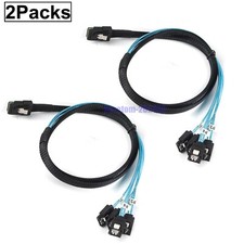 2pcs Mini SAS to 4 SATA SFF-8087 Multi-Lane Forward Breakout Splitter Cable 1m