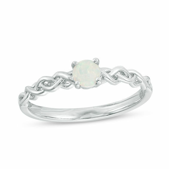 Lab-Created Fire Opal Promise Ring in 10K Gold Plated Silver