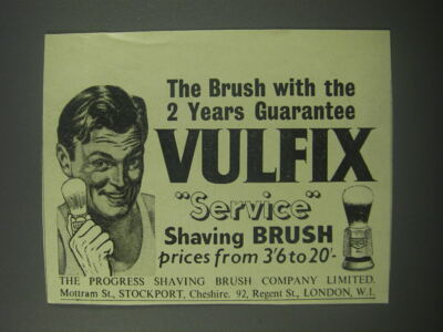 1954 Vulfix Shaving Brush Ad - The brush with the 2 years guarantee