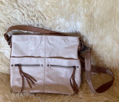THE SAK Lucia Crossbody Leather Zipper Bag Off White large