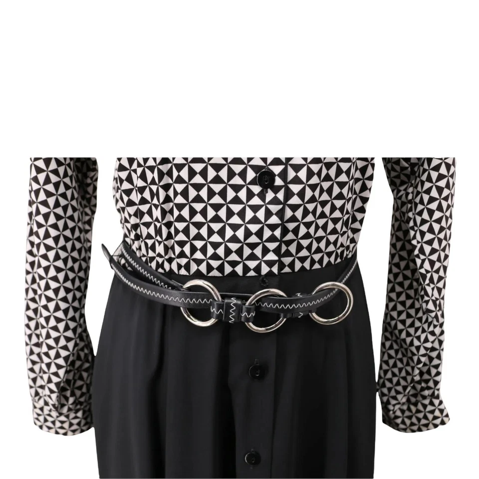 Vintage 1980's Liz Claiborne Dress Size 4 Geometric Tea Length Shirt Dress - Image 3 of 4