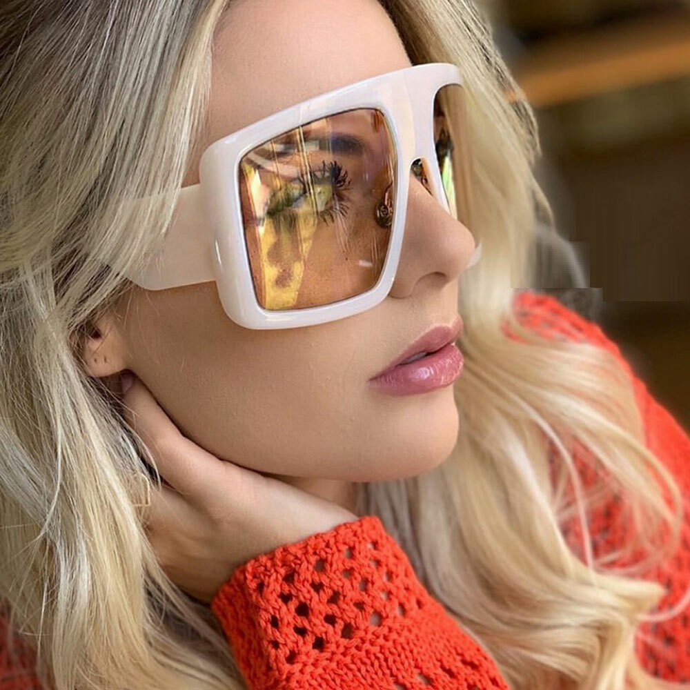 Oversized Square Frame Sunglasses Retro Vintage Trendy Shades Aligament Oversized Square Frame Sunglasses Womens Retro  main image 4