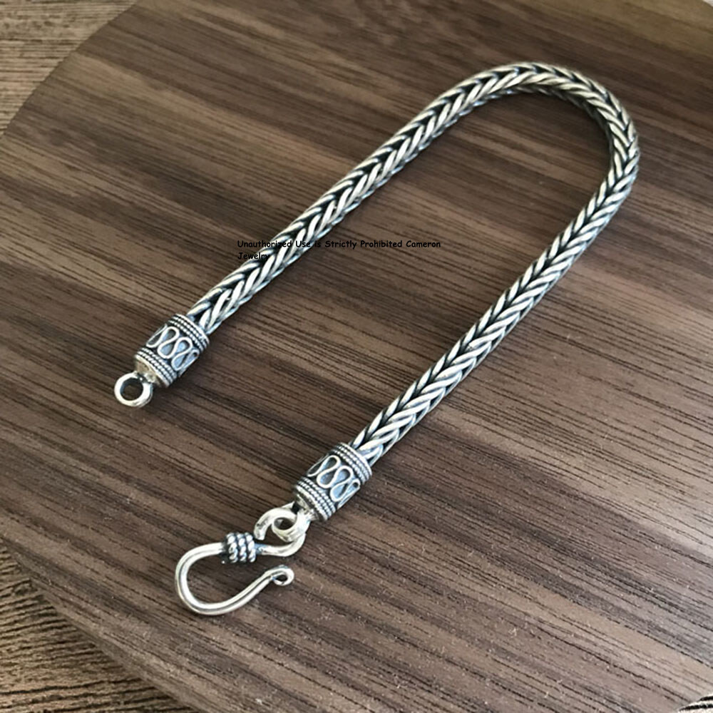 Pure S925 Sterling Silver Chain Men Women 4mm Braided Wheat Link