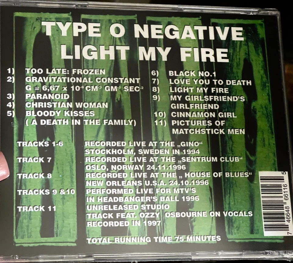 TYPE O NEGATIVE Light My Fire Remastered LIVE CD Sealed IMPORT NEW - Image 2 of 2