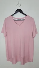 In2 By Incashmere Size XL 100% Cotton Pink V Neck Hi-Lo Tunic Top Soft Comfort