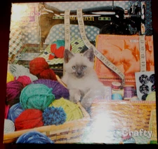 Crafty Yarn Kitten Monarch Sewing Machine Thread 1000 pc 19X26  Puzzle W/Poster