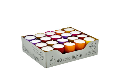 40 Teelichter Nightlights-Winterlights 8 Std Brennd. bunte Hülle Wenzel Kerzen 4031052874000