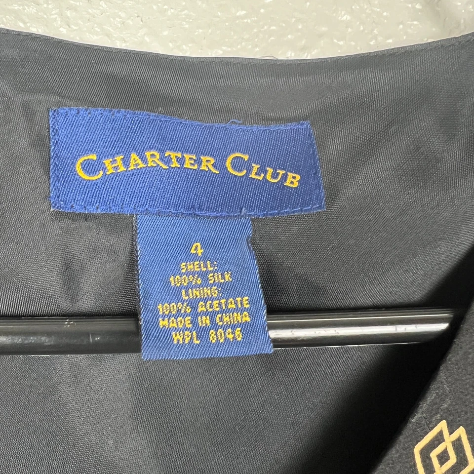 Charter Club 100% Silk Shell Geometric size 4 - Image 4 of 4