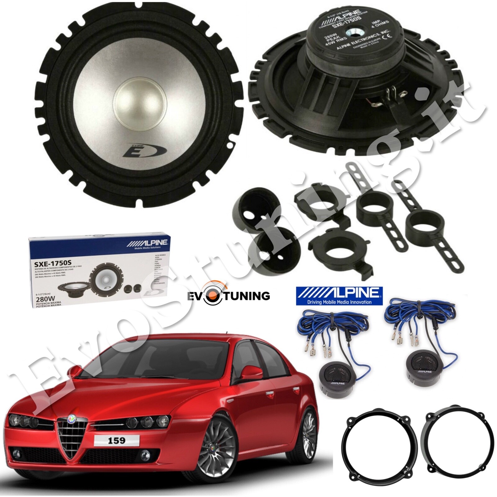 Upgrade Audio Alfa 159: Kit Alpine 4 Casse 165mm Woofer/Tweeter