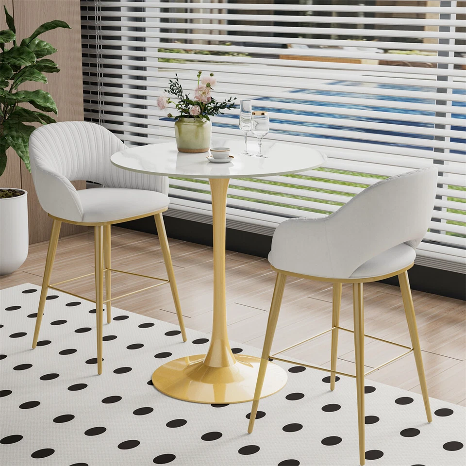 100cm High Bar Table Heavy Duty Sintered Stone-top Bistro Pub Table Kitchen Cafe - Image 3 of 4