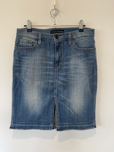 Skin And Threads Womens Blue Denim Mini Skirt - Size 1 (Aus 8) EUC Front Split