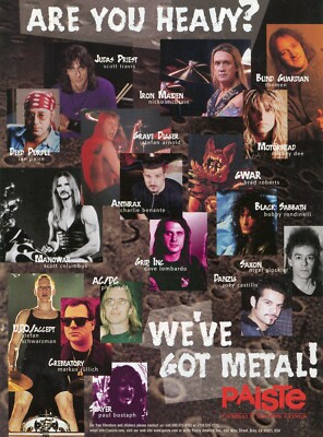 1998 Print Ad Paiste Drum Cymbals Heavy Metal Drummers Nicko McBrain, Mikkey Dee