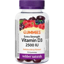 Webber Naturals Vitamin D3 2500IU Gummy Sunshine Vitamin Bones 75 pcs NEW