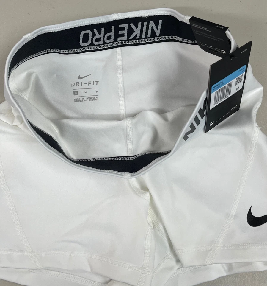 NIKE WOMEN COMPRESSION SHORTS WHITE / BLACK AT4555-100 MEDIUM - Image 3 of 4
