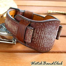 22mm Brown Leather cuff wristwatch band Handmade Bund band strap Vintage Aviator