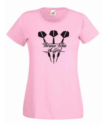 Damen T-Shirt Throw Like a Girl Profi Darts Sport Lady Fit Rosa