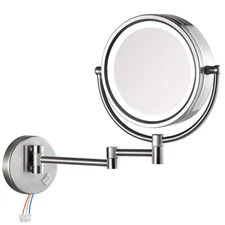 Wall Mounted Hardwired Makeup Mirror with 3 Tones LED Lights 10X Magnifying Mirr