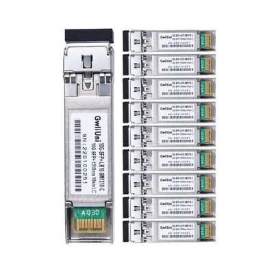 10Pcs Single Mode 10G SFP+ Fiber Module Network Transceiver, LR SM1310nm 10km...