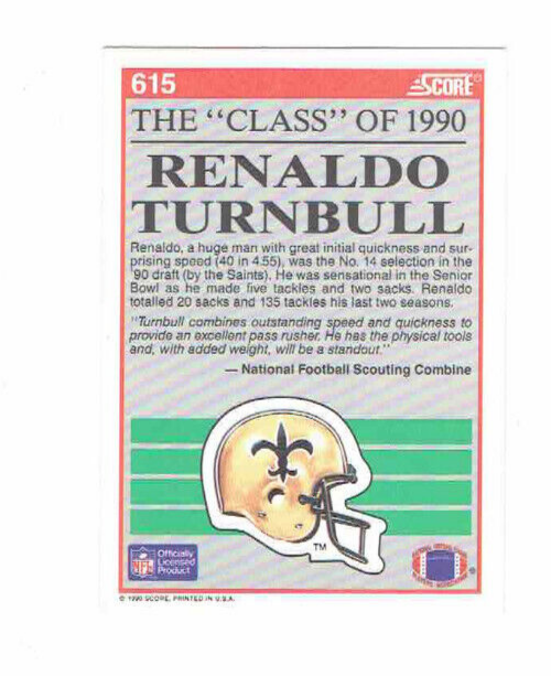 Renaldo Turnbull #615 Class Of 1990 Football Card | eBay