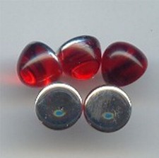 48 VINTAGE RUBY ACRYLIC 9mm. ROUND HIGH DOME CABOCHONS 7115