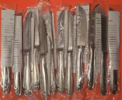 12x Dinner Knife LOT- Yamazaki Desousa Stainless Flatware Set NEW In Plastic f/s