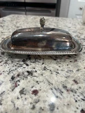 Vintage International Silver Co. Silver Plated Covered Butter Dish