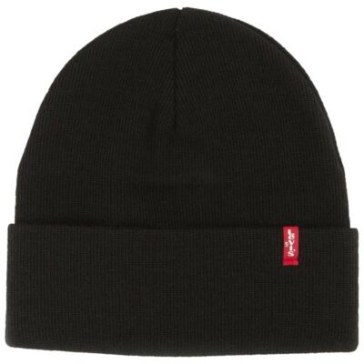 LEVIS RED TAB TURNUP KNIT BEANIE WOOLEY HAT / GIFT GEMMA - BLACK