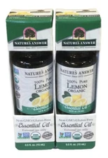 2 Pack Nature’s Answer Essential Oils 100% Pure Lemon Oil 0.5fl Oz Organic(Z3)