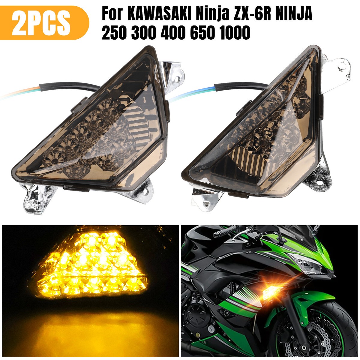 Front LED Turn Signals Light For KAWASAKI Ninja ZX-6R NINJA 250
