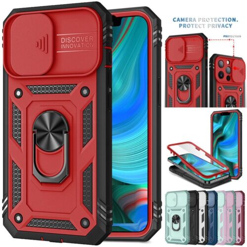 For iPhone 14 Pro Max 13 12 11 Shockproof Ring Stand Case Cover+Screen Protector