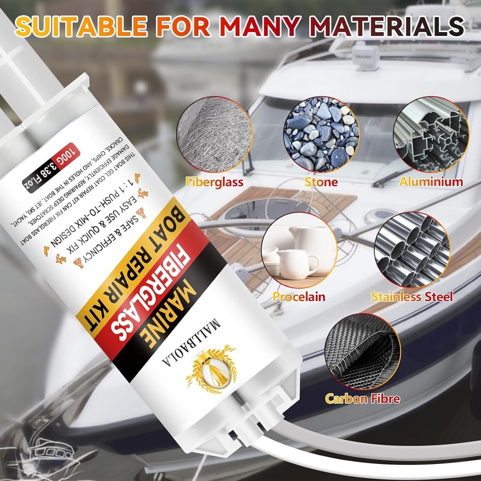 Marine Fiberglass Repair Kit for Boats, Gel Coat Repair Kit for Boats