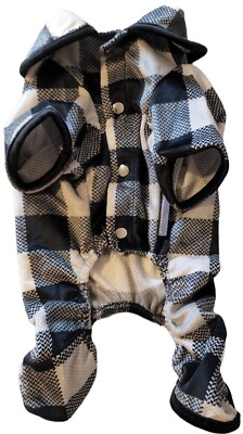 Berkshire Pet Super Soft Black, Gray, & White Plaid Puppy/Dog Pajamas, XS or Sm 