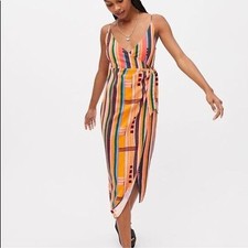 NWOT Urban Outfitters Flashing Lights Midi Linen Wrap Dress Size S