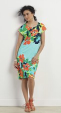 NEW Soft Surroundings Leilani Floral Print Summer Dress Aqua Tropical Multi XS