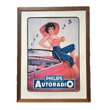 VTG 50s Rinaldo Geleng Philips AutoRadio Original Poster Board Ad Sign MCM 32x24