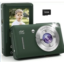Green Digital Camera 44MP FHD 1080P 16X Zoom with 32GB SD Card - Kids Teens A...