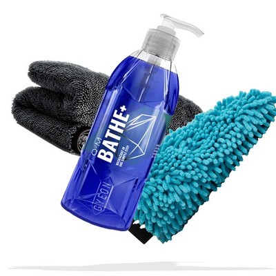 GYEON Q²M Bathe+ 500ml + Waschhandschuh blau + Mikrofaser Trockentuch 1000 GSM
