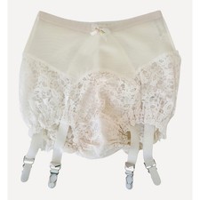 VINTAGE PRISTINE 1950's Women's Cream w/Lace Girdle Garter Size S 24