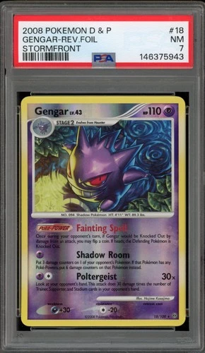Pokemon Gengar Stormfront Reverse Holo Rare #18 PSA 7