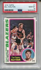 1978 Topps Bill Walton Card PSA 10 Gem Mint #1 Basketball Graded
