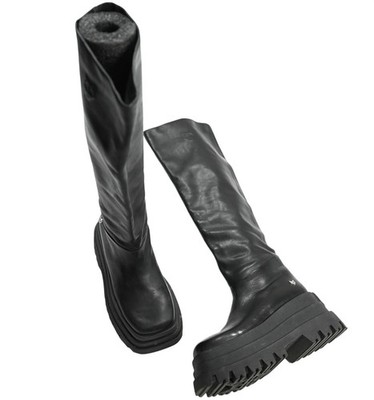 Naked Wolfe Sasha Platform Tall Boots in Black Leather