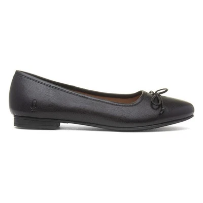 Hush Puppies Womens Shoes Black Adults Ladies Ballerina Leather School Naomi