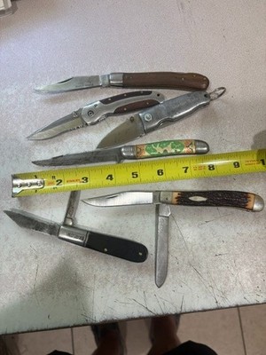 Lot of 6 Pocket Knives Knife Barlow Winchester & More 1 is fixed blade